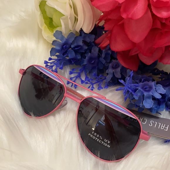 Falls Creek Accessories - NEW! Pink Wire Aviator  Sunglasses W/ Black Lenses